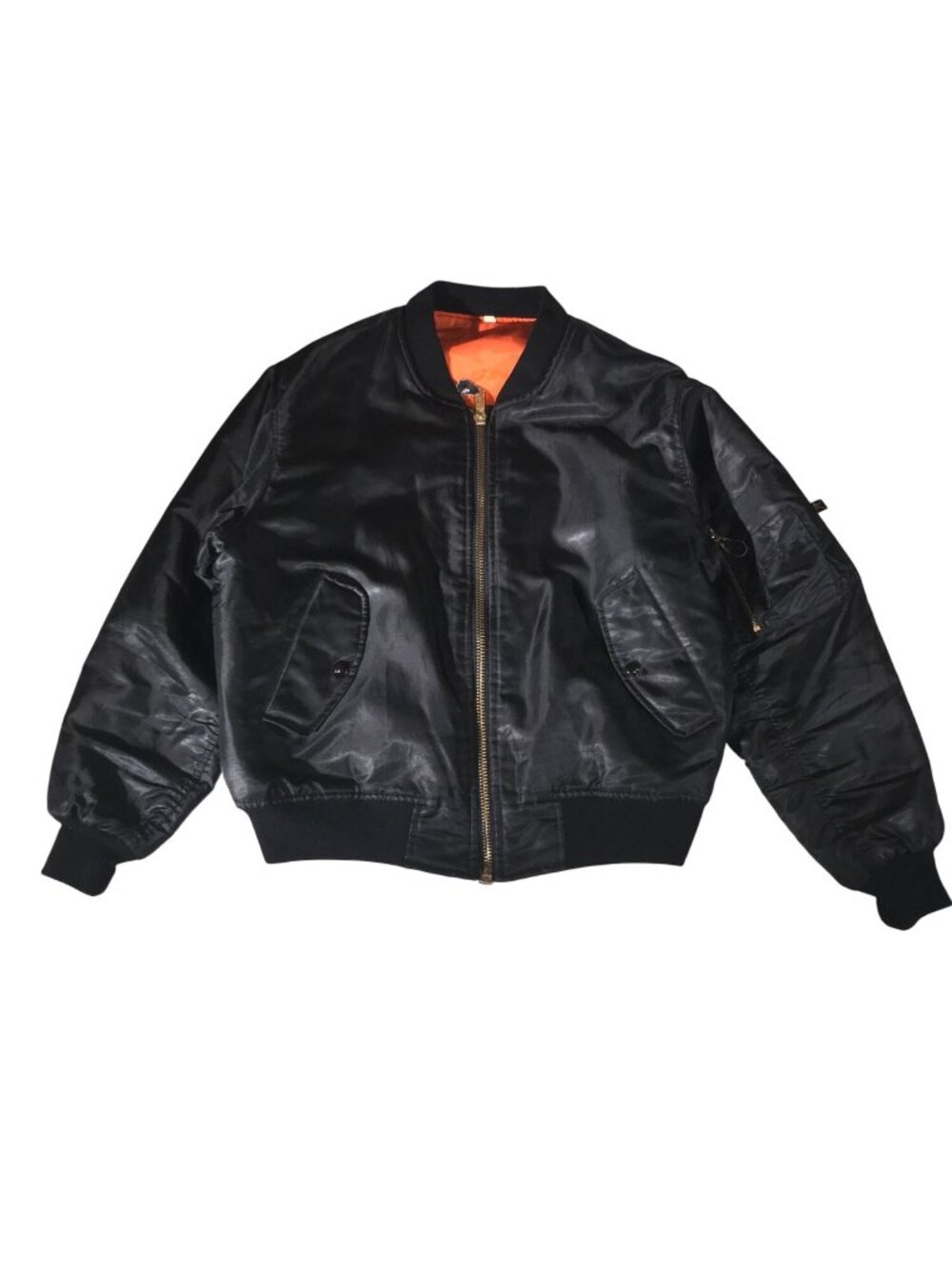 Vintage Rothco Men's Blk/Orange Flyers MA-1  Reversible Snap Pocket Bomber